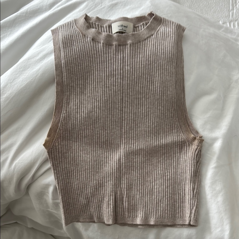 Wilfred Beige Ribbed Muscle Tee